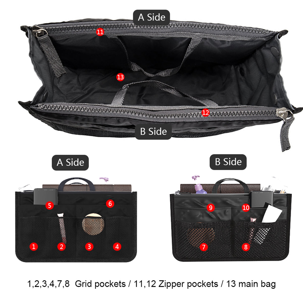 Women Make Up Cosmetic Bag Travel Handbag Nylon Large Container Make Up Case Organizer Bags Ladies Foldable Purse Clutch Bag