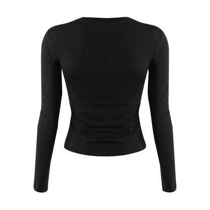 Women's Fashion Solid Colour Round Neck Long Sleeve T-Shirt Top Tops for Women Womens Tops and Blouses Trendy Womens Summer Tops