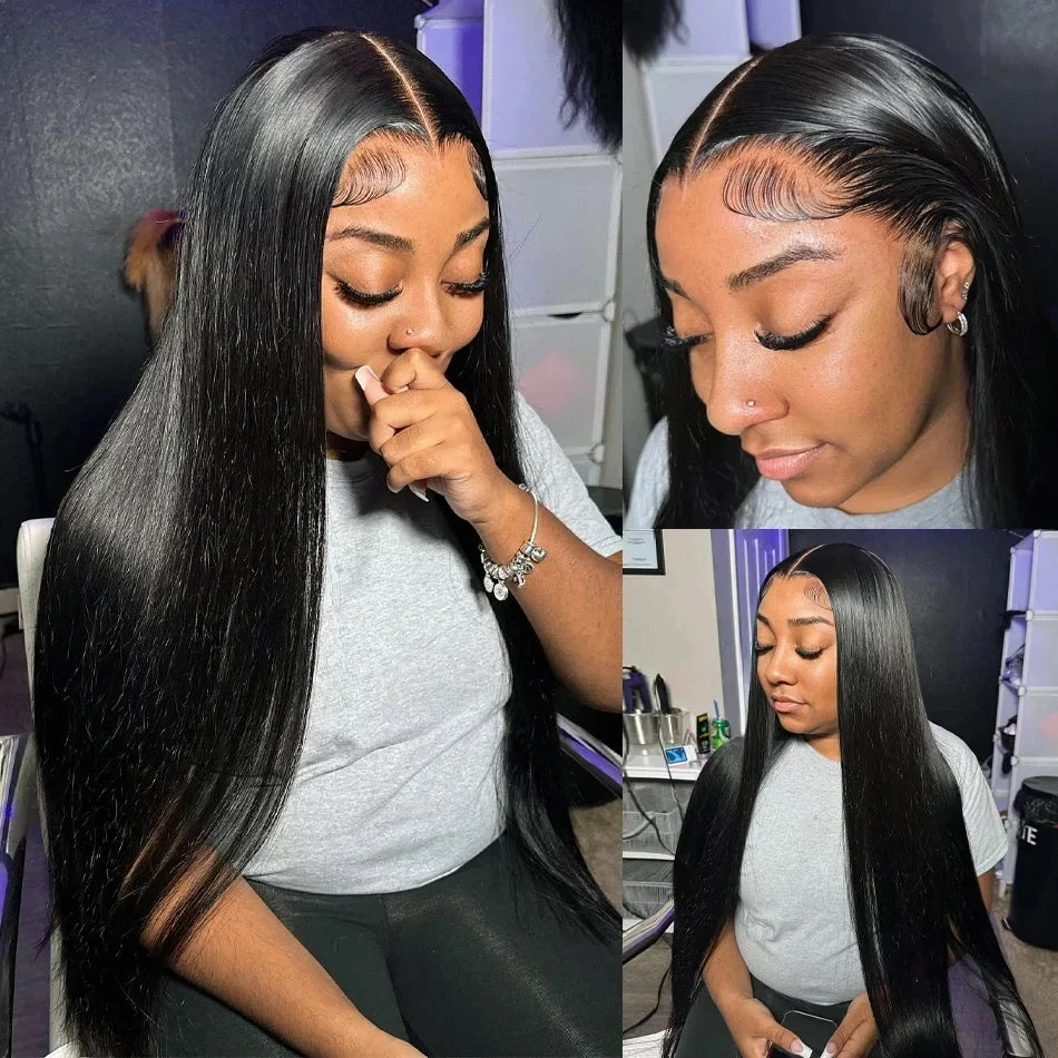 250Densit 13x6 Bone Straight HD Transparent Lace Human Hair Wigs Brazilian 13x4 360 Full Lace Front Wig Human Hair Wig For Women