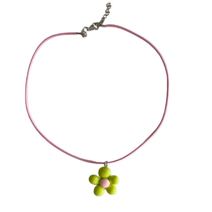 Colorful Flower Necklace Statement Pendant Necklace Floral Design Neck Jewelry Rope Necklace Perfect Gift for Women Girl