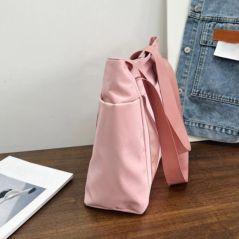 Women's Bag Solid Color Tote Bag Commuting Shoulder Bag Leisure Simple Mommy Go Out Bag Large Capacity Nylon Handbag