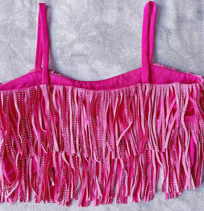 Women Skirt Fashion 2025 New Autumn High Waist Belt Multi Layer Short  Heavy Drilling Rhinestones Fringed Skirt with Cake A Line