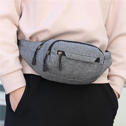 Men's and Women's Universal Models Waist Bag Fashion Crossbody Bags Sports Cell Phone Bags Solid Color Large Capacity Chest Bag