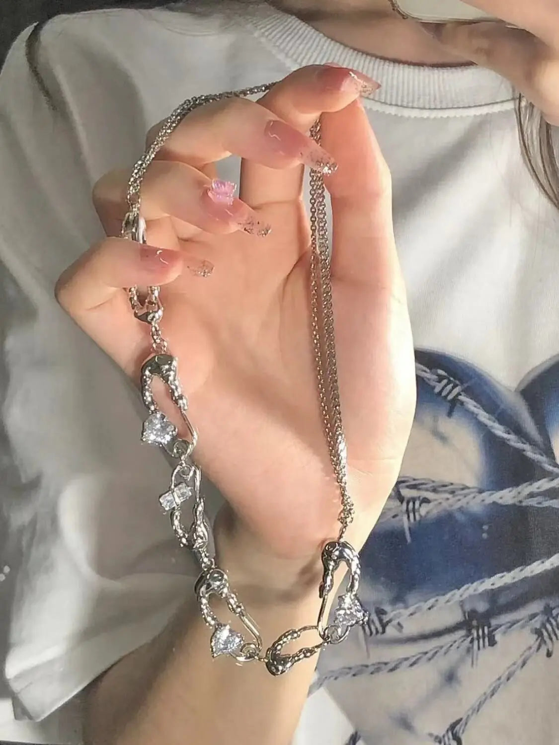 Japanese and Korean Fashion Necklace Women's Luxury Design Stitching Chain Necklaces