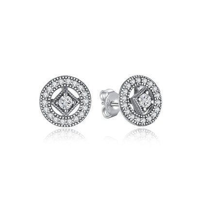 Original 925 Sterling Silver Earrings 2025 Stud Hoop Crystal Earings For Women Rose Gold Crown Heart Infinity Bee Earing Jewelry