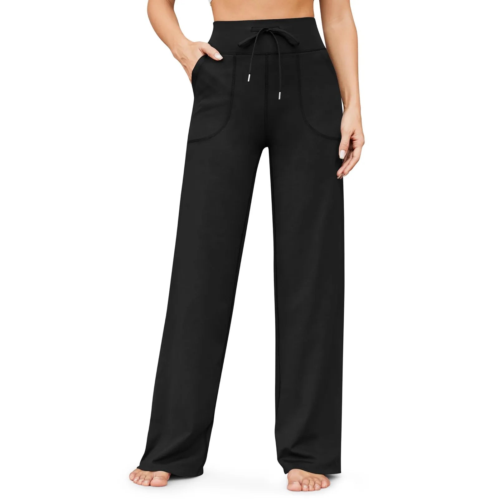 Wide Leg Pants For Women Yoga Pants High Waist Sweatpants With Pockets Stretch Pants Comfy Workout Sports Sweatpants