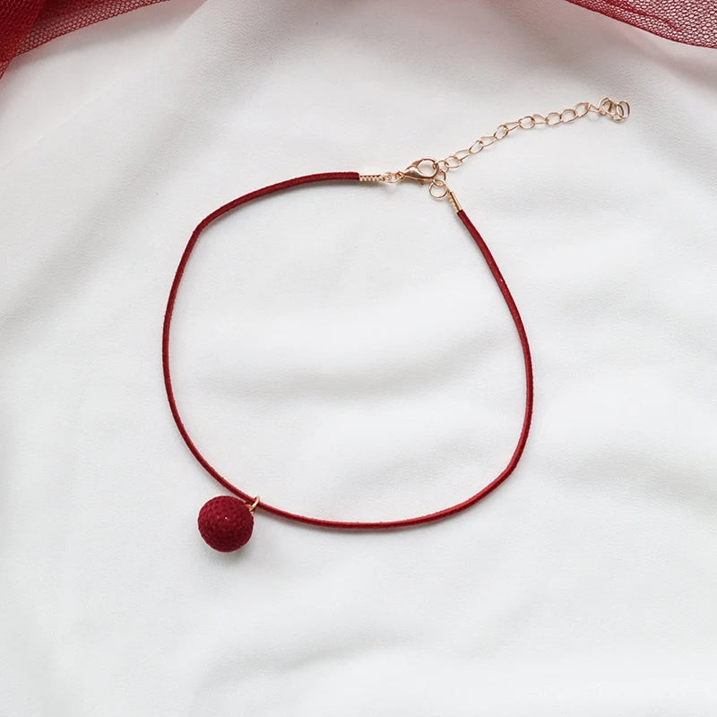 Fashion Lace Necklace For Women Adjustable Elegant Snowfake Strawberry Pendant Velvet Choker Necklace Collar Party Jewelry Gift