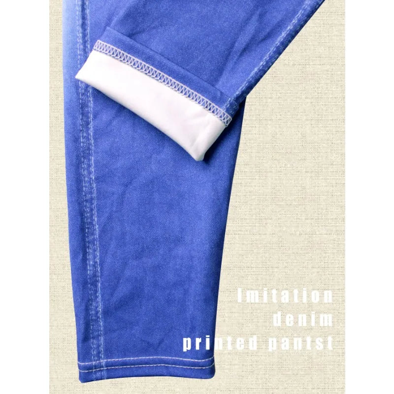Women Love Fake Pocket Print Leggings High Waist Stretchy Jean Legging Fashion Casual Pencil Pants Yoga Fitness Slim Leggings
