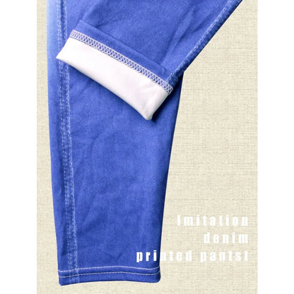 Women Love Fake Pocket Print Leggings High Waist Stretchy Jean Legging Fashion Casual Pencil Pants Yoga Fitness Slim Leggings