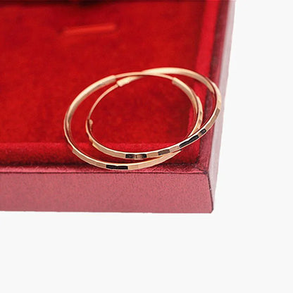 585 Purple Gold Faceted Shiny Ear Rings for Women New in Plated 14K Rose Gold Simple Earrings Classic charm Jewelry gift