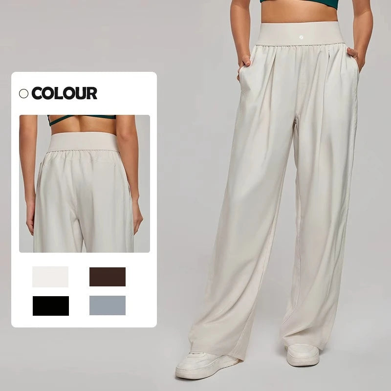 Yoga Sports Pants Women Loose Wide Leg Pants Casual High Waist Fitness Pants