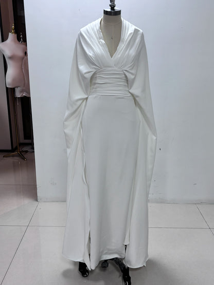 White Women Prom Dresses Elegant A-line Long Sleeves Floor Length Simple Warm Designer High-end Fashion Evening Party Gowns