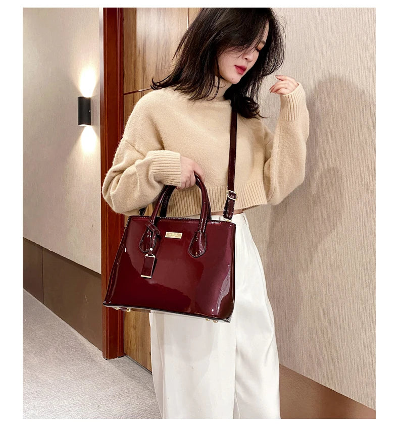 Women Handbags High Quality Patent Leather Women's Bag Fashion Shoulder bag Luxury Tote bag+card package Designer Messenger Bags