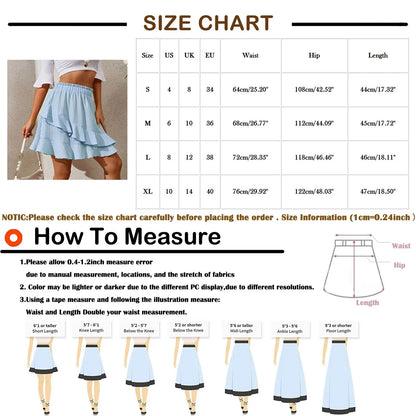 Women'S Skirt Fashion Women'S Ruffle Skirt High Waist Irregular Solid Color Short Skirt Women'S Fashionable Solid Color Skirt