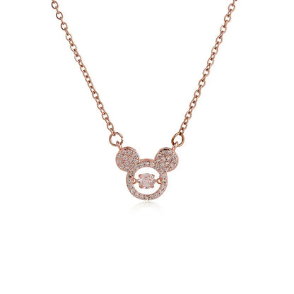 Cute Anime Necklaces For Women Crystal Bear Cartoon Pendant Necklace 2023 Luxury Clavicle Chain Fashion Korean Jewelry Wholesale