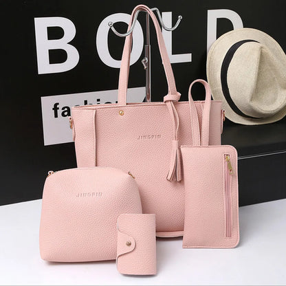 Women Four Set Handbag Shoulder Bags Four Pieces Tote Bag Crossbody Wallet Bags Women'S Handbag Sac à Mains Femme Bolsos Mujer