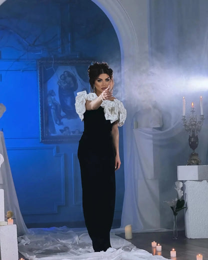 Women Banade Dresses Sexy Big Flowers Off the Shoulder Long Dress Celebrate Evening Party Dress Birthday Party Wedding Outfit