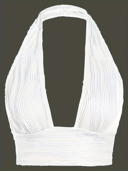 Sexy Crop Tops for Women Deep V Neck Back Cutout Sleeveless Plunge Racerback Tank Cropped Top