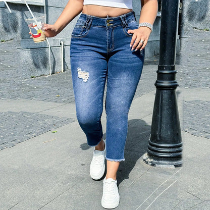 Women'S Jeans Skinny Trend Ripped Casual Fashion Small Foot Jeans Pantalones De Mujer CalçA Pantalona Feminina New брюки женские