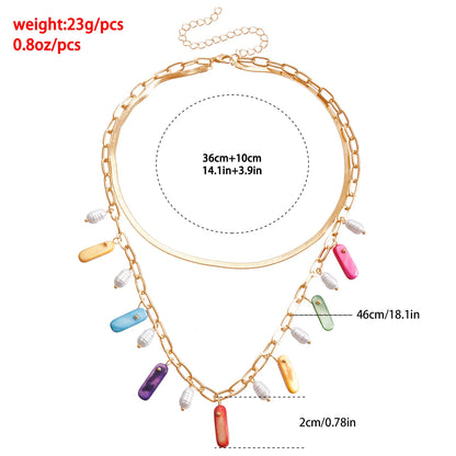 Women's pendant necklace natural geometric fashion imitation pearl jewelry color shell clavicle chain