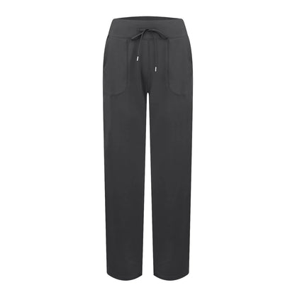 Wide Leg Yoga Pants For Women Solid Color High Waist Sweatpants With Pockets Stretch Comfy Workout Sports Trousers