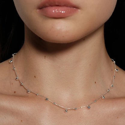 S925 Sterling Silver Necklace Bead Chain Beautiful SimpleMulti Round Bead Pendant For Women Wedding Fine Jewelry Christmas Gifts