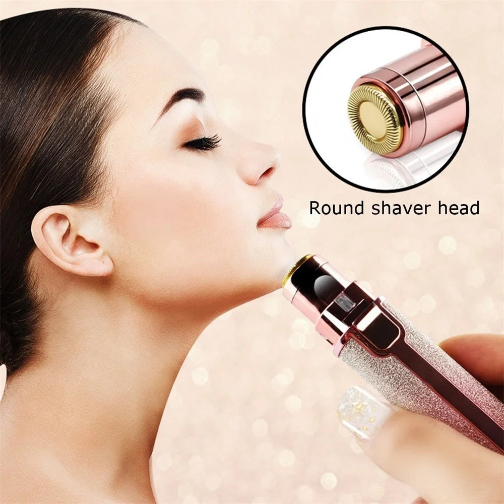Face Hair Remover LED Ligh Painless Hair Shaver Trimmer Blade Facial Hair Removal 2 IN 1 Electric Eyebrow Trimmer Razor