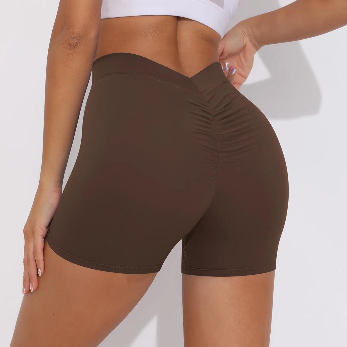 Women's Sexy Stretch Yoga Shorts With Hip Lifting And Abdominal Tightening Tight Fitness Wearing Running Pants Externally