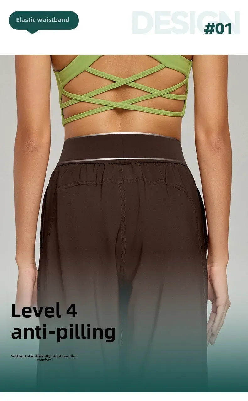 New Yoga Pants Women Loose Wide Leg High Waist Fitness Quick Dry Running Sweatpants