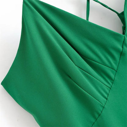 Women's Dresses 2025 New Holiday Temperament Suspenders Back Crossover Maxi Skirt Summer elegant fashion women's midi skirt