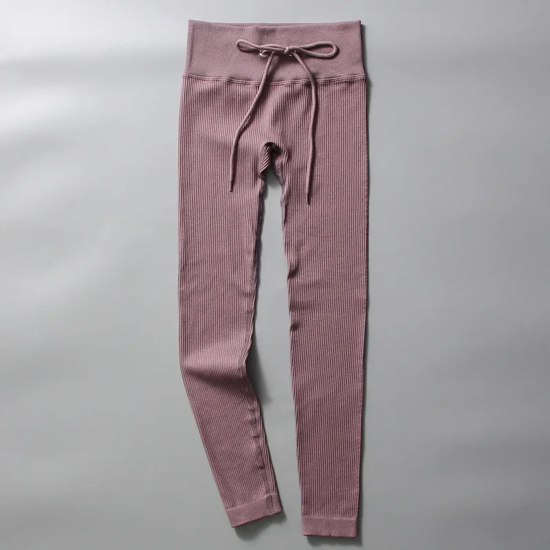 Ribbed Yoga Leggings Women Sports Pants Tights Seamless Sport Femme Gym Leggins Workout Fitness Pants Athletic Wear