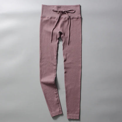 Ribbed Yoga Leggings Women Sports Pants Tights Seamless Sport Femme Gym Leggins Workout Fitness Pants Athletic Wear