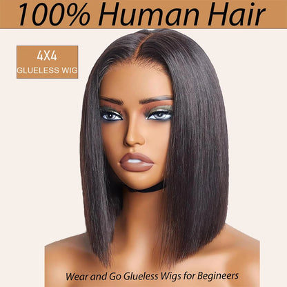 Glueless Wear Go Straight Human Hair Wigs Short Ready To Wear Bob Wigs Without Glue Closure Front Wigs For Women on Sale