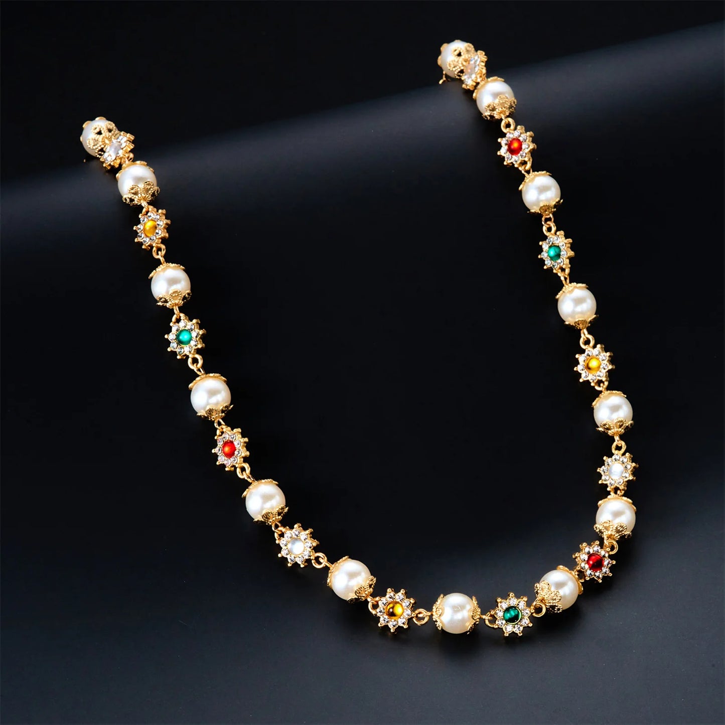 2025 New Flower Necklace For Women Trendy Pearl Patchwork Colorful Flower Neck Chain Light Luxury Jewelry Neck Accessories