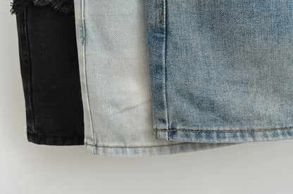 Mini skirts for women high waisted denim skirt black distressed jeans skirts womens 2024 Summer clothes blue jean skirts ripped