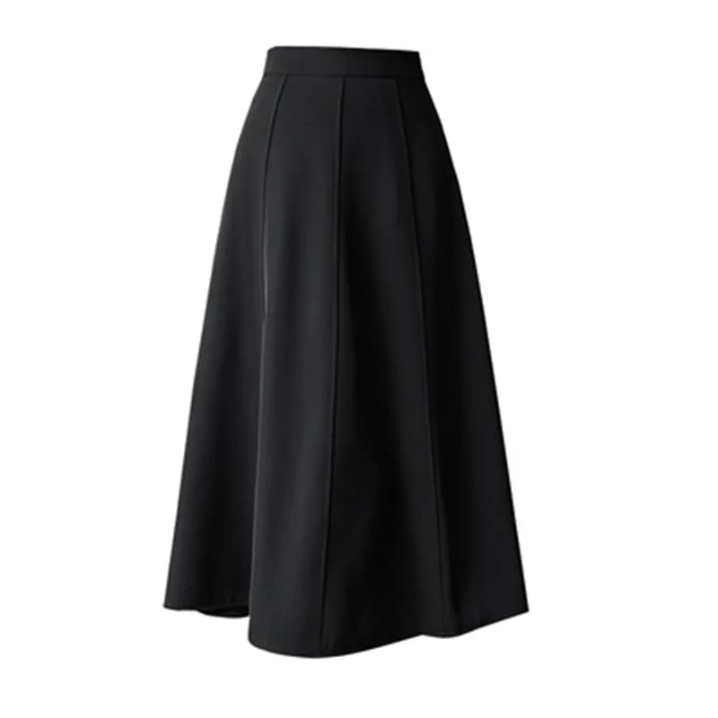Women's Skirt 2025 Spring Women High Waist Solid Vintage Girl's Waist Down Skirt Knee-length A-line Fashion Thin Skirt for Women