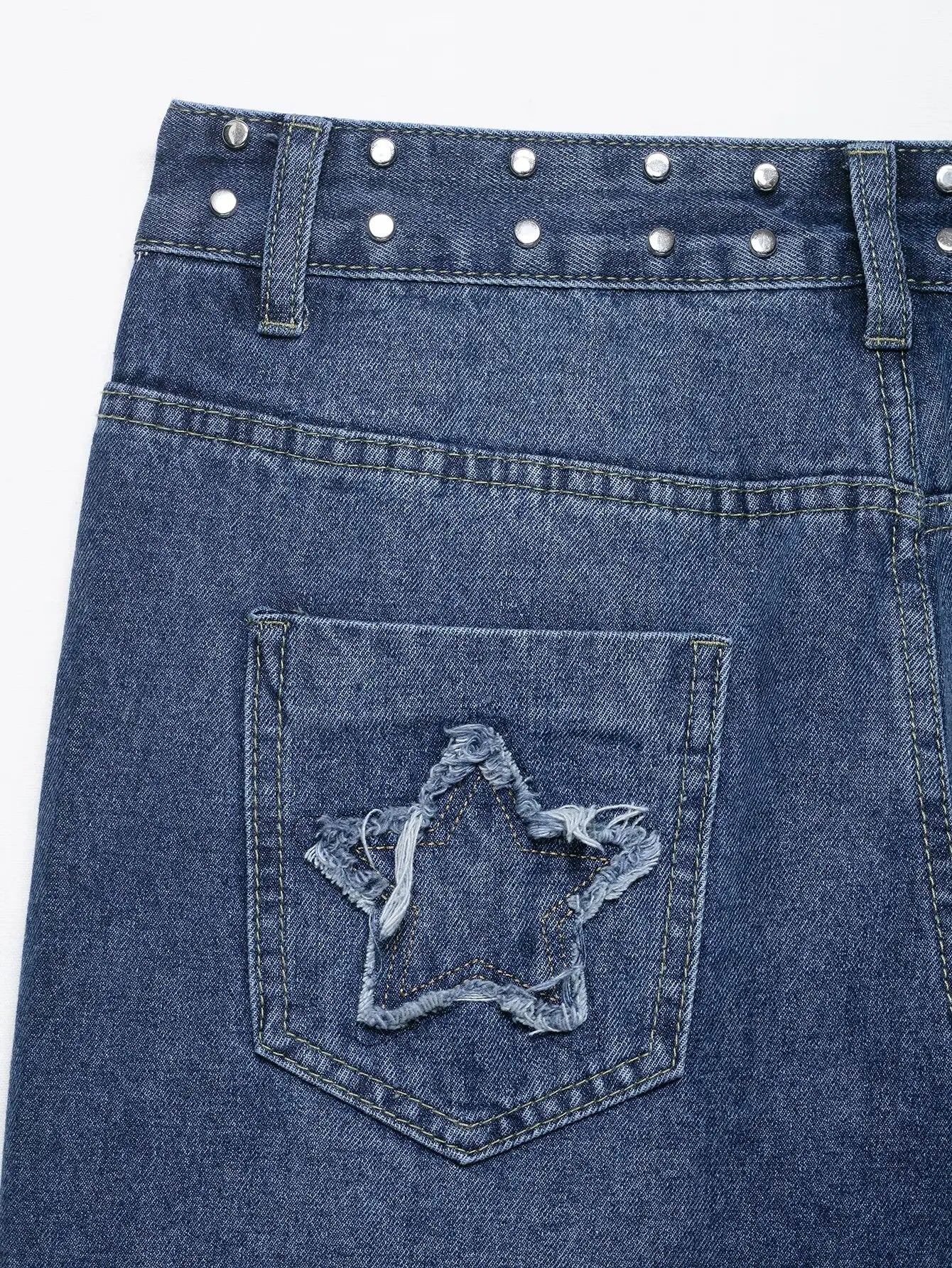 European style new women's fashion versatile temperament straight embroidered low waist jeans trousers