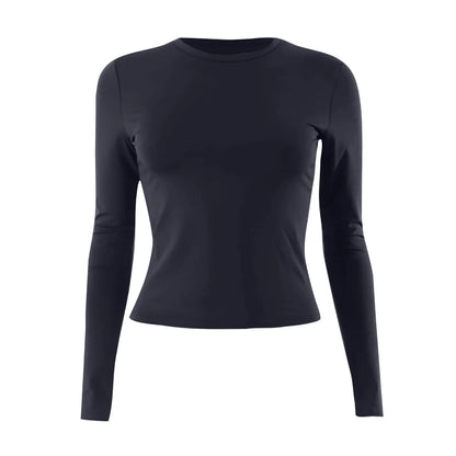 Women's Fashion Solid Colour Round Neck Long Sleeve T-Shirt Top Tops for Women Womens Tops and Blouses Trendy Womens Summer Tops