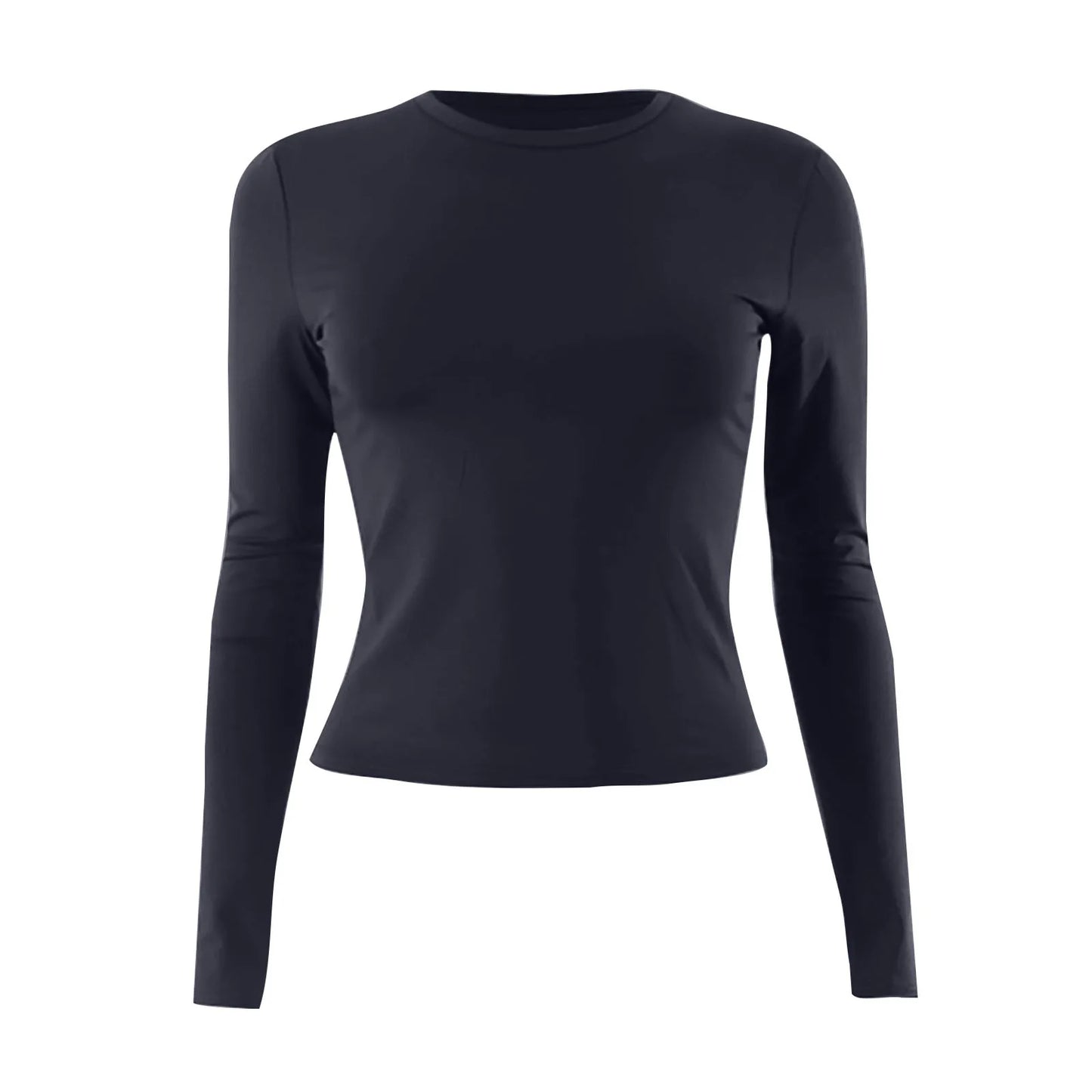 Women's Fashion Solid Colour Round Neck Long Sleeve T-Shirt Top Tops for Women Womens Tops and Blouses Trendy Womens Summer Tops