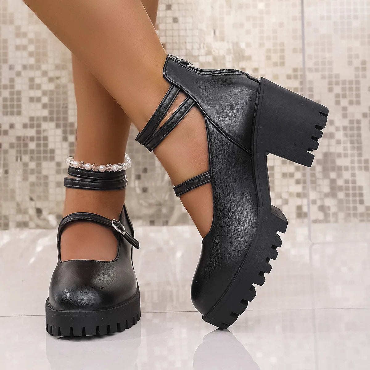 High Heels Women Mary Janes Shoes Woman Platform Fashion Sandals Women Summer New Dress Lolita Shoes Chunky Pumps Zapatos Mujer