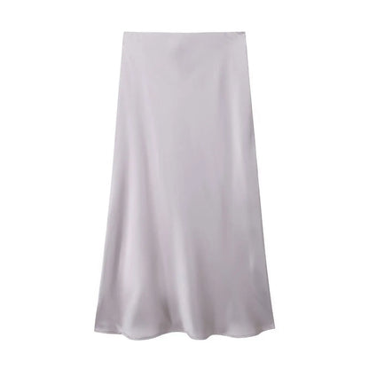 Satin Skirt Woman High Waist Elegant Long Skirts For Women Fashion Summer Midi Skirt Office Women's Skirts
