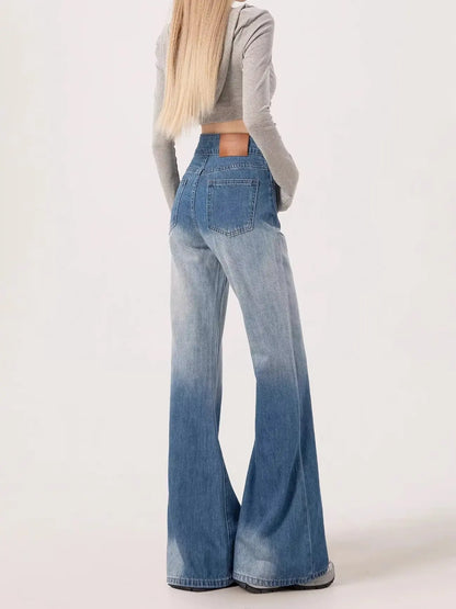 Slimming High-waisted Jeans for Women Spring Summer Pear-shaped Loose-fit Wide leg Jean Pants Bell Bottoms Female Denim Trousers