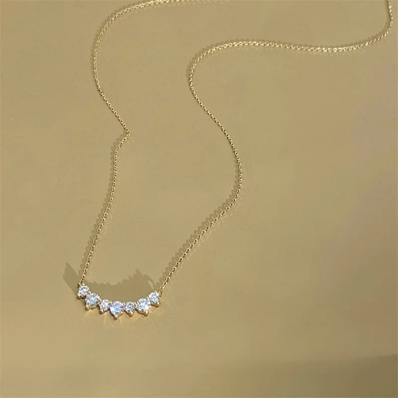 Necklace with geometric pendant CZ silver plated 925 or 18 carats, exquisite jewelry for women, wedding day, gift