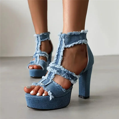 2024 New Designer Outdoor Fashion Summer Sandals High Heel Platform Women Shoes Comfortable Peep Toe Sandals Shoes for Women