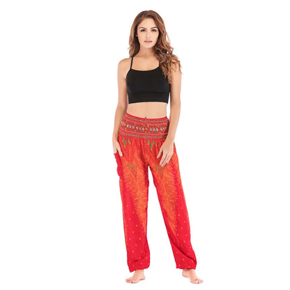 Women's Yoga Pants Printed Ethnic Style Loose Yoga Trousers Bloomers High Waist Fitness Sports Crotch Dance  Sweatpants