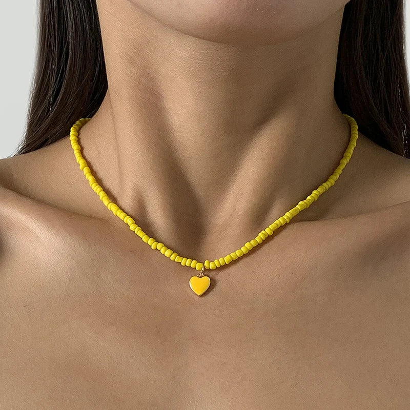 Bohemian Handmade Colorful Beads Chain Fashion Necklaces Tassels Pearl Pendant Jewelry For Women Accessories N0368