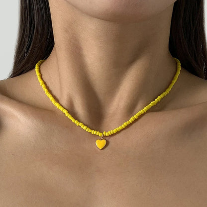 Bohemian Handmade Colorful Beads Chain Fashion Necklaces Tassels Pearl Pendant Jewelry For Women Accessories N0368