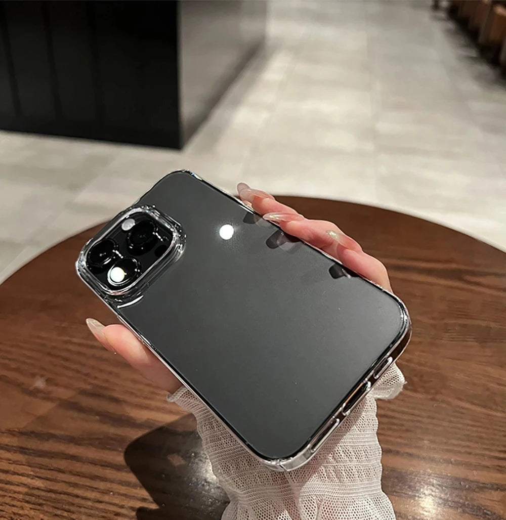 Luxury Shockproof Clear Bumper Cases For iPhone 16 15 14 13 12 11 Pro Max Plus Transparent Soft Acrylic Phone Cover Accessories