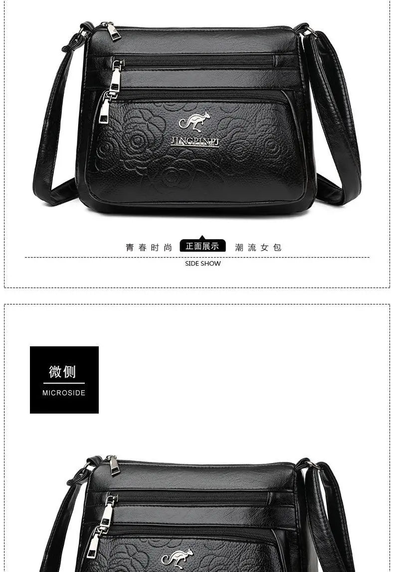 Women Mother Bag Middle-aged Elderly Shoulder Messenger Crossbody Bag Purses Handbags Bolsa 3 Zippers Luxury Design