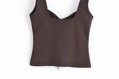 Women's Tops Summer 2025 New Elastic Tight-Fitting Elegant Summer Holiday Tops Women's Street Chic Youth Fashion Joker Vest Tops